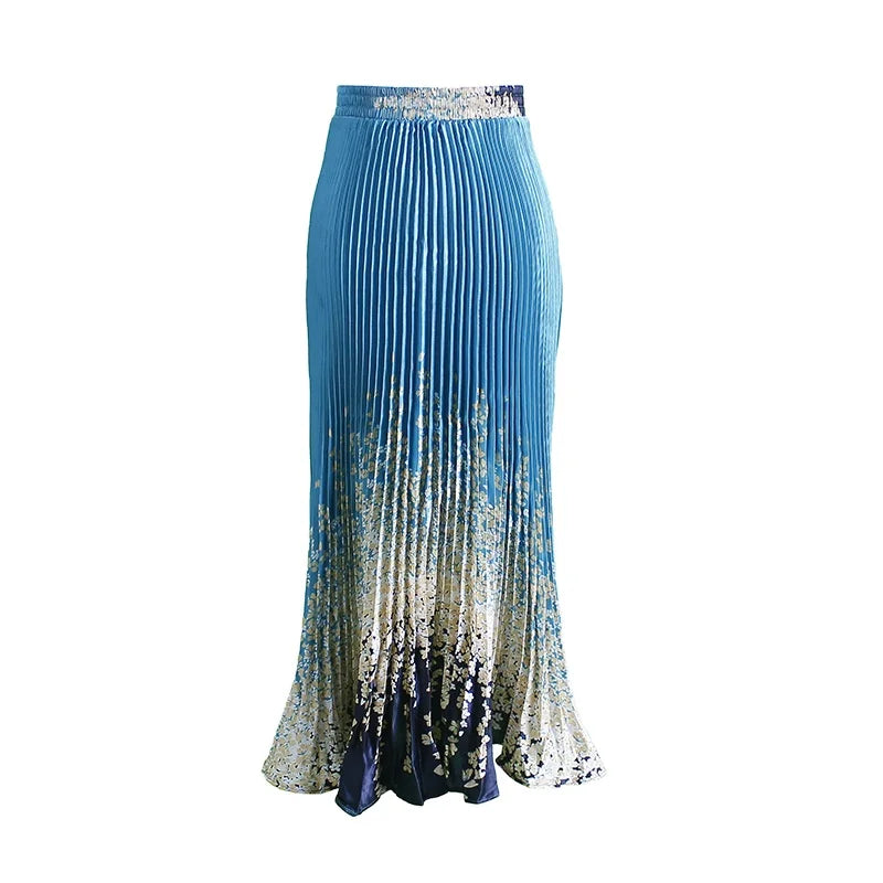2024 Bag Hip Pleated Fishtail One Size Womens Skirts New Metal Color Long Skirt Dancing Big Swing Long Skirt