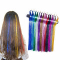 Colorful Bling Hair Extensions Synthetic Soft Sparkle Tinsel Bling Hair Decoration Glitter Rainbow Highlight Hair Extension