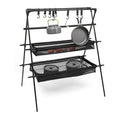 Camping Storage Rack Multi-Layer Cookware Hanger Triangle Stand Aluminum Alloy Storage Shelf Organizer for Outdoor Camping Picni