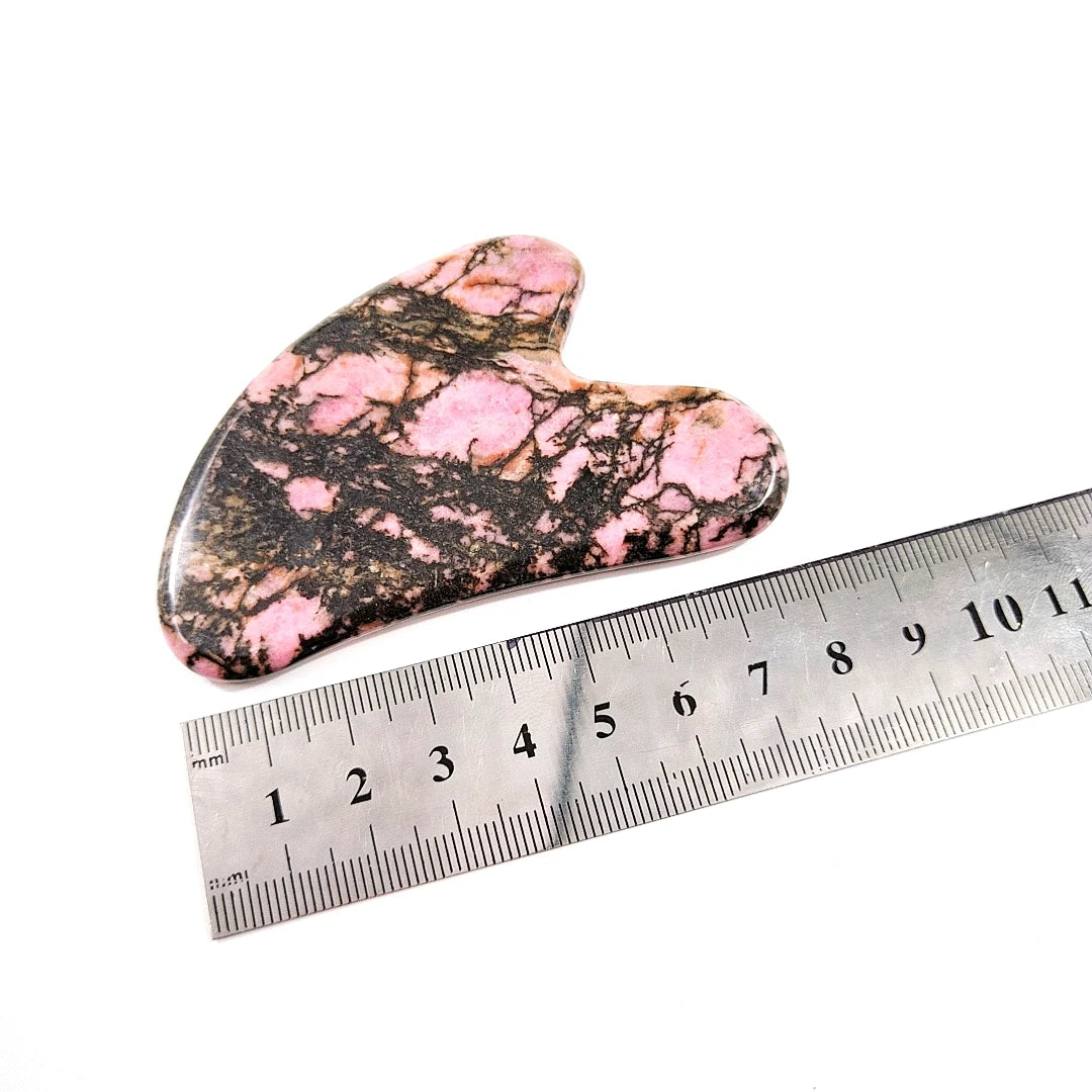 Huiying Top Quality Rhodonite jasper Gem Guasha Board for Healthy Body Heart Guastone