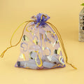 Custom Organza Pouch Drawstring Packing Gift Stamping Gold Bags with Metallic Cord Custom Logo & Color Screen Printed