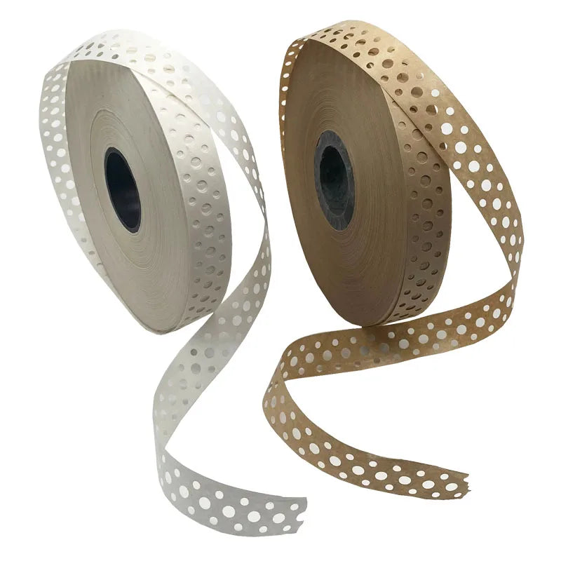 Craft Heat-Resistant Water Activated Acrylic Adhesive Perforated Veneer Brown Color Kraft Paper Tape with 3 Holes