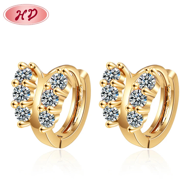 Fashion Earrings Cheap Bulk 18K Gold Plated Zirconia Earrings Women Jewelry Free Shipping