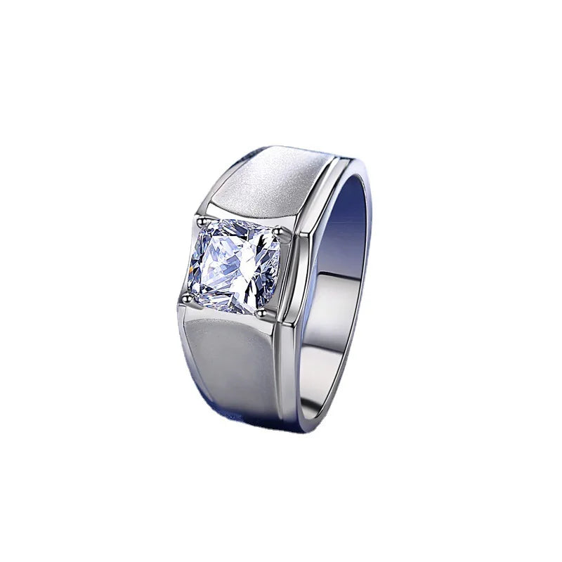 Wish Jewelry Wish Jewelry New Style S925 Sterling Silver Ring Engagement 0.5/1/2/3/5ct Man Moissanite Diamond Ring
