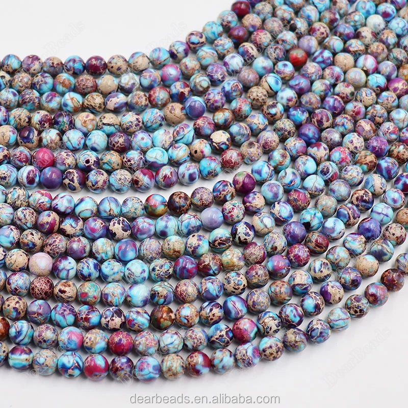 Wholesale Natural Dyed Mix Blue Purple Imperial Jasper Beads Aqua Terra Jasper Beads for Bracelets Making 6mm 8mm