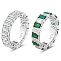 Fashion Jewelry S925 Sterling Silver Ring Baguette Cut Hip Hop Style Emerald Cubic Zirconia Luxury Women's Ring