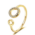 Fashion Adjustable Round Ring Brass 18K Gold Plated Zircon Gemstone Rings for Women-Trendy Jewelry