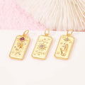Wholesale 14K Gold Plated Rectangle Flower Sun Necklace Jewelry Pendants Charm for Jewelry Making