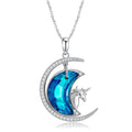 Mysterious Unicorn and Blue Zirconia Moon Pendant Necklaces 925 Sterling Silver Custom Necklace for Women Fine Necklace Jewelry