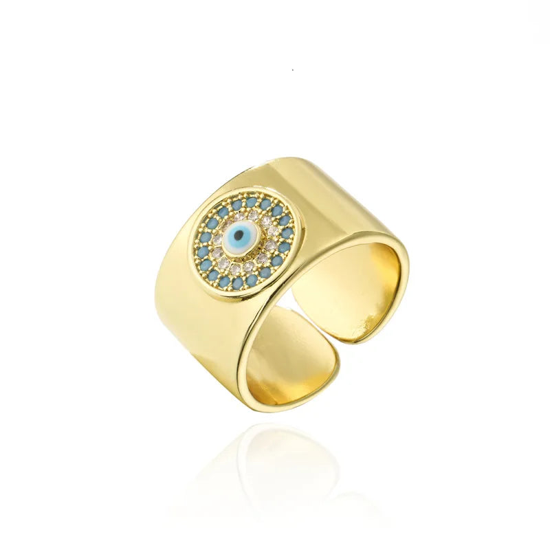 Cheaper Gold Plated Evil Eye Rings Adjustable Personality Rings for Women