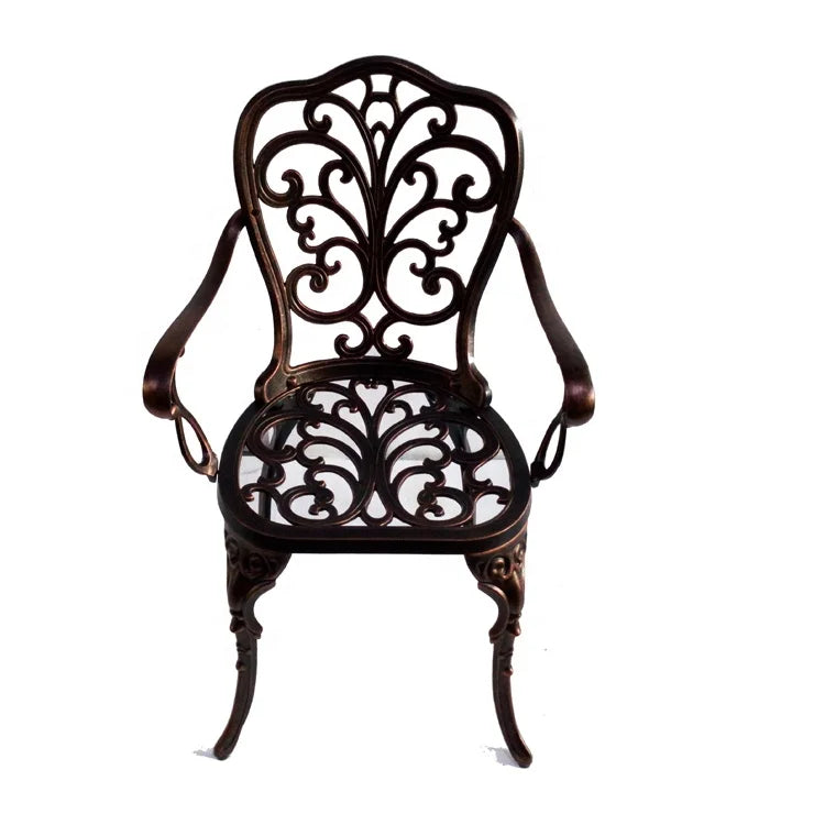 Cast Aluminum Traditional Outdoor Dining Armchair for Park & Courtyard Use