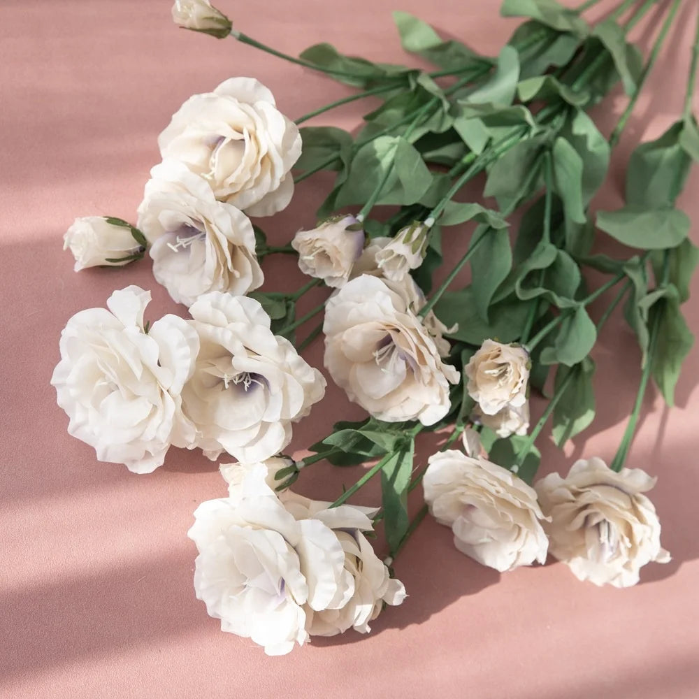 Factory Wholesale 4 Head Eustoma Flowers Wedding Hotel Flower Arrangement