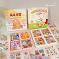 Die Cut Kawaii PET Waterproof Sticker Sheet 80x80mm Japanese Style Cute Cartoon Laptop Stationery Decorative Labels Glossy