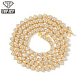 4mm Iced Out Triple Diamond Heart Tennis Chain Fashion Jewelry Necklace Brass 18K Gold Plated 3A CZ Shiny Necklace Women Chain