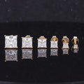 Starsgem Fine Jewelry Earrings Princess Cut Moissanite Stone 14k White Gold Stud Earrings Women
