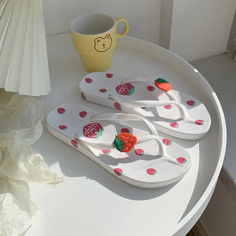 Women's Summer Flip Flops Cute Pattern Flip Flops Summer Beach slippers Fashion Soft Bottom slippers Simple Walking Style Shoes