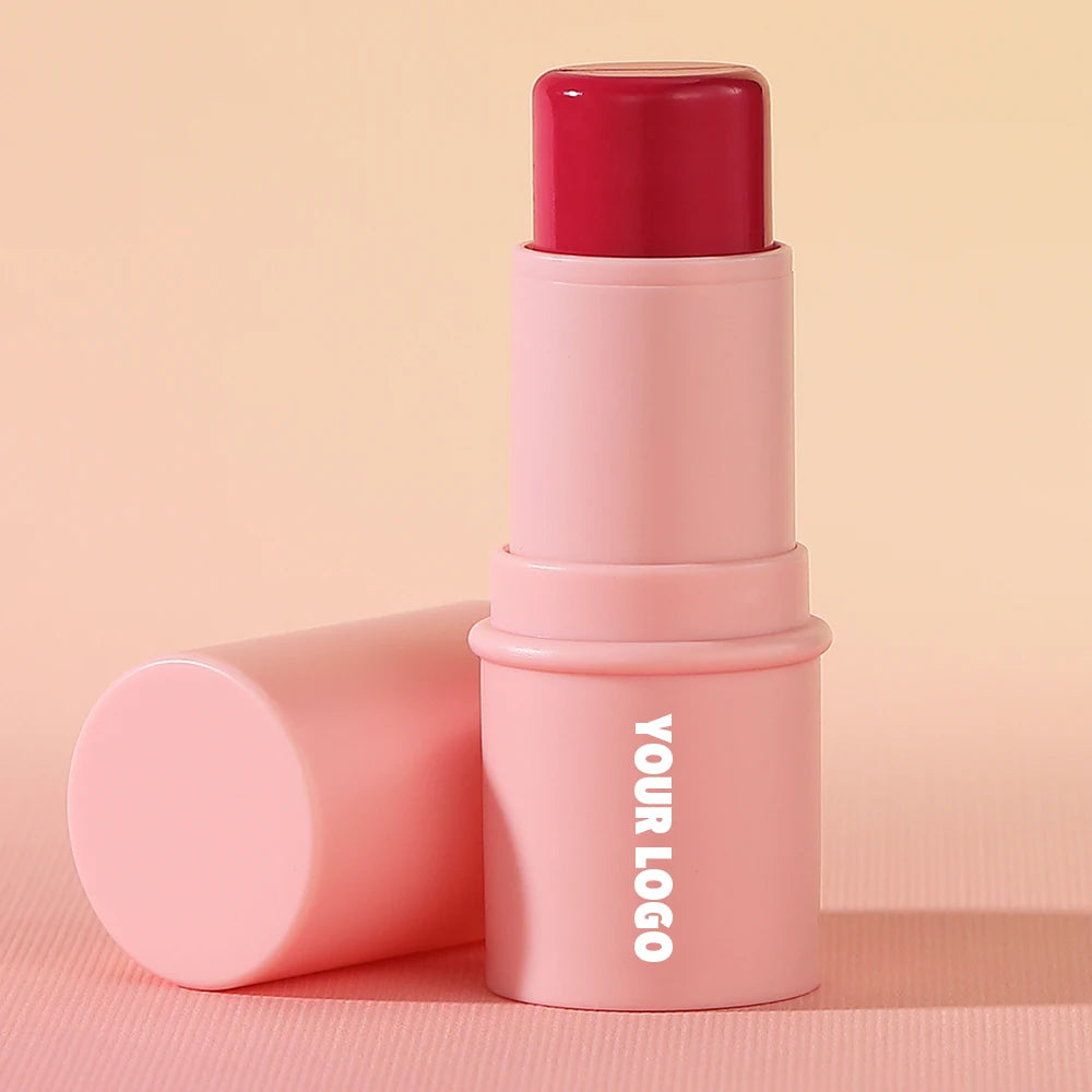 Custom Logo Pink Cream Blusher Waterproof Vegan Face Makeup Blush Stick Private Label