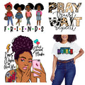 New Arrival Friction Resistant Vinyl Iron on Afro Girl for Cheap Custom Heat Printing T Shirts Queen Transfer Design