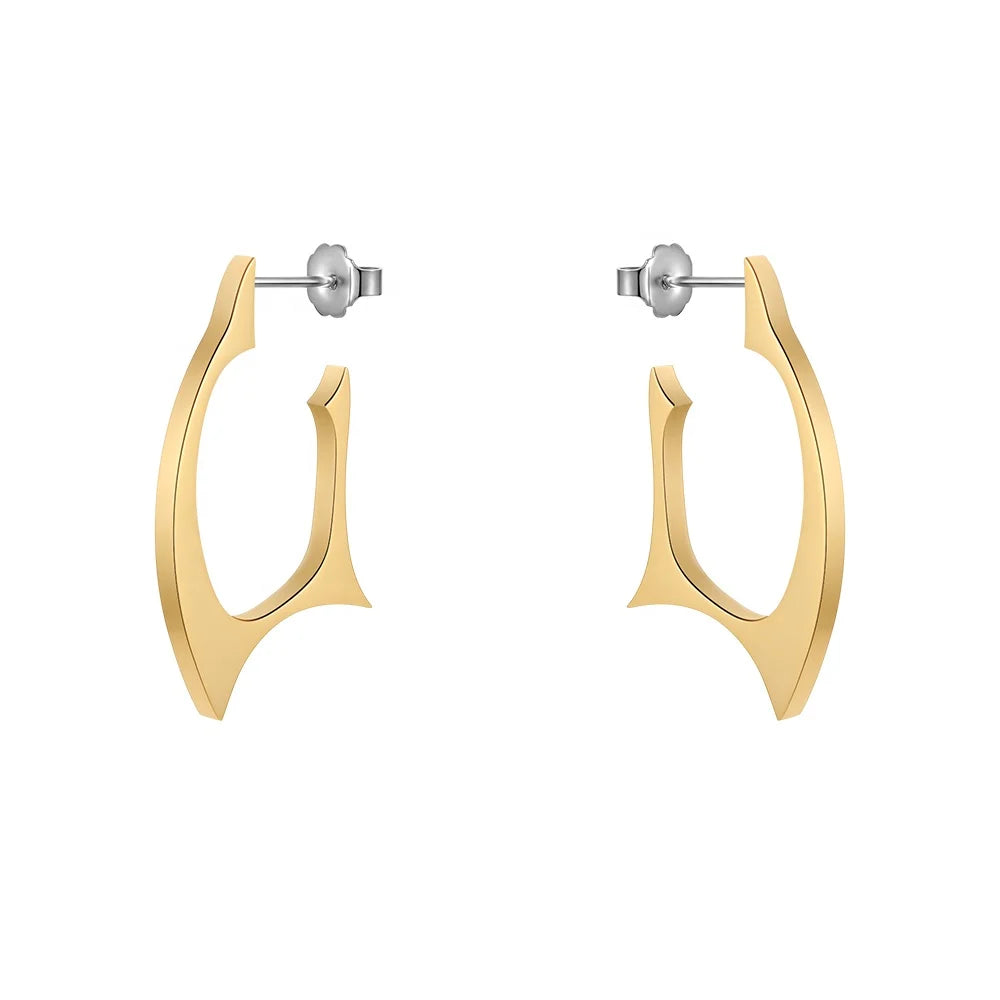 Original Design 18K Gold Plated Stainless Steel Jewelry Geometric Irregular Thorns Ear Stud for Women Party Earrings E221451