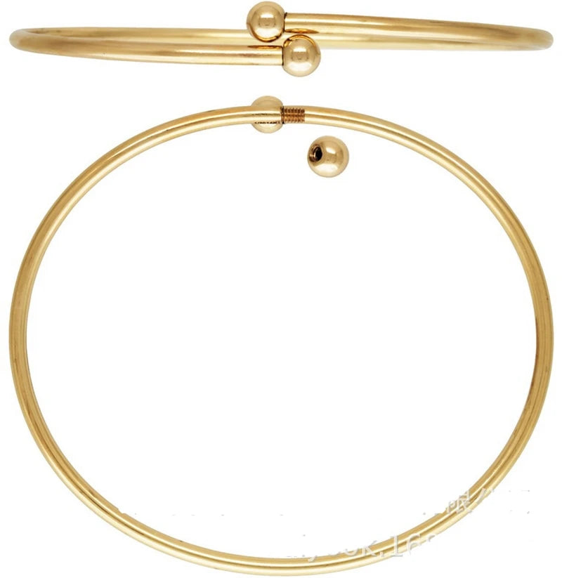 Wholesale Lucky 14K Gold Filled Stackable Bracelets Stretch Bracelet Minimalist 7" Flex Bangle (2.3mm) W/Threaded Balls
