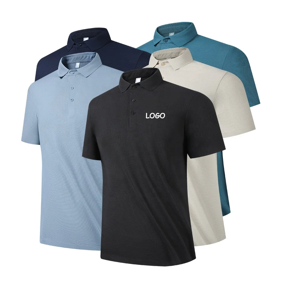 Striped Knitted T Shirts High Quality Color Plain Golf Polo Blank Men's T Shirt 1/4 Zip Polo Shirts Custom Logo