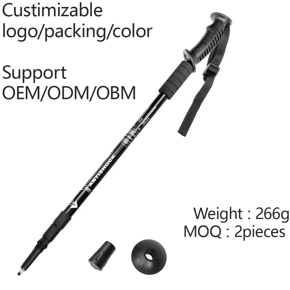 Wholesale Modern Travel Hiking Walking Stick Aluminum Alloy 3-Section Telescopic Collapsible Adjustable Trekking Poles
