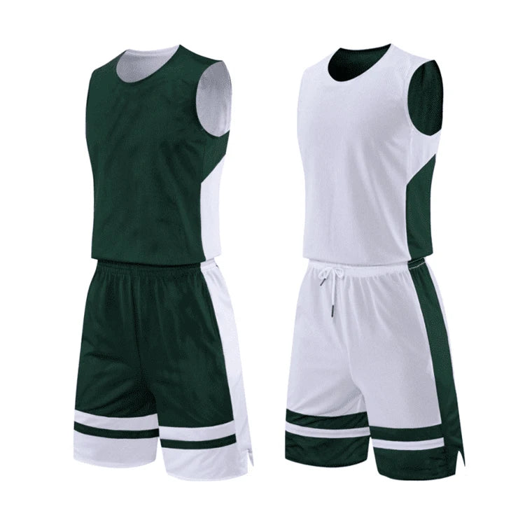 2024 Custom Professional Sublimation Reversible Green and White Basketball Jersey Basketball Shirt Basketball Uniform
