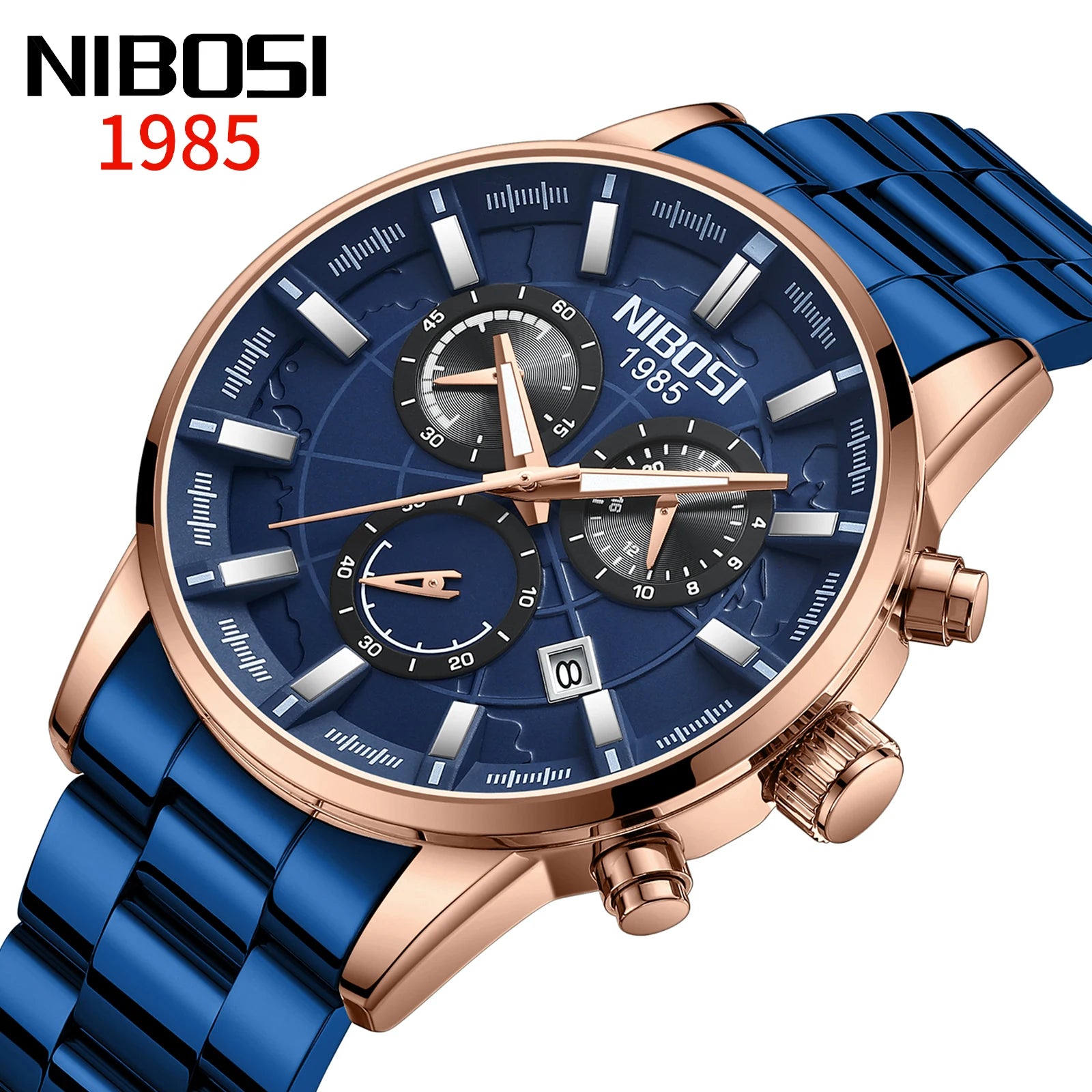 NIBOSI 2590 Custom logo Watch Luxury Waterproof Business Stainless Steel High Quality Quartz Watch for Man Watch