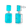 Dylam Elegant Design Women Luxurious Jewelry S925Silver Rectangle Paraiba Ice Blue 5A Zircon Zirconia Stud Earrings