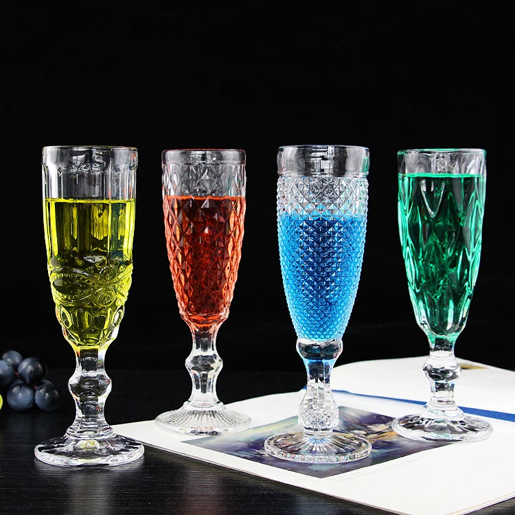 Hot Selling Popular Machine Made Dishwasher Safe Colored Wedding Glass Champagne Flute Glass Colorful Crystal Champagne Cup