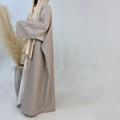 Loriya Hot Selling Hijab Abaya Kimono Cardigan Islamic Clothing Muslim Womens Dresses Moon Embroidery EID Linen Open Abaya