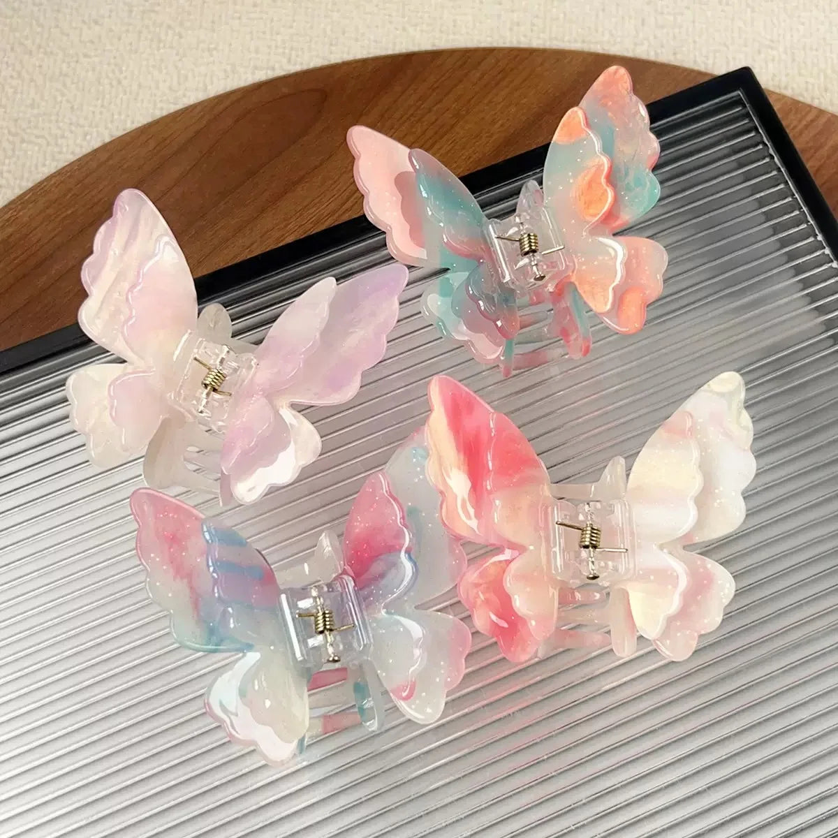 French Style Double Hollow Out Claw Hair Clip Large Plastic Butterfly Shape Hair Claw Accessories for Women