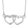 OEM Wholesale Women Children's Anniversary Gifts Choker Necklace Rhodium Plated Sweet 925 Sterling Silver Double Heart Necklace
