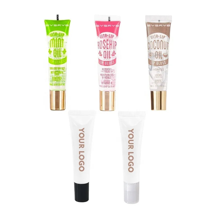 OEM Wholesale Squeeze Broadway Coconut Rosehip Mint Oil Hydrating Clear Liquid Nude Color Organic Lipgloss Waterproof Long MegaBDM
