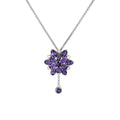 Dazzling Rhodium Plated Silver 925 Jewelry Natural Amethyst Flower Necklace for Women Fine Jewelry Necklaces