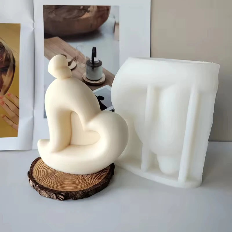 3D Large Size Double Love Shaped Candle Mold Aromatherapy Heart Candle Silicone Mold for Home Decoration