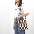 2023 Japanese Design Plaid Pattern Crossbody Flip Messenger Bag Ladies' Vintage Fashion Knitted Portable Shoulder Bag Girls
