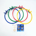 Set of 4 Assortment 8.6 Inch Spring Tension Embroidery Hoops with Sewing Needles and Wooden Needle Minder