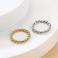 Delicate Infinity Twisted Ring 18K Gold & Rose Gold Plated Waterproof Stainless Steel Skinny Twist Rope Jewelry