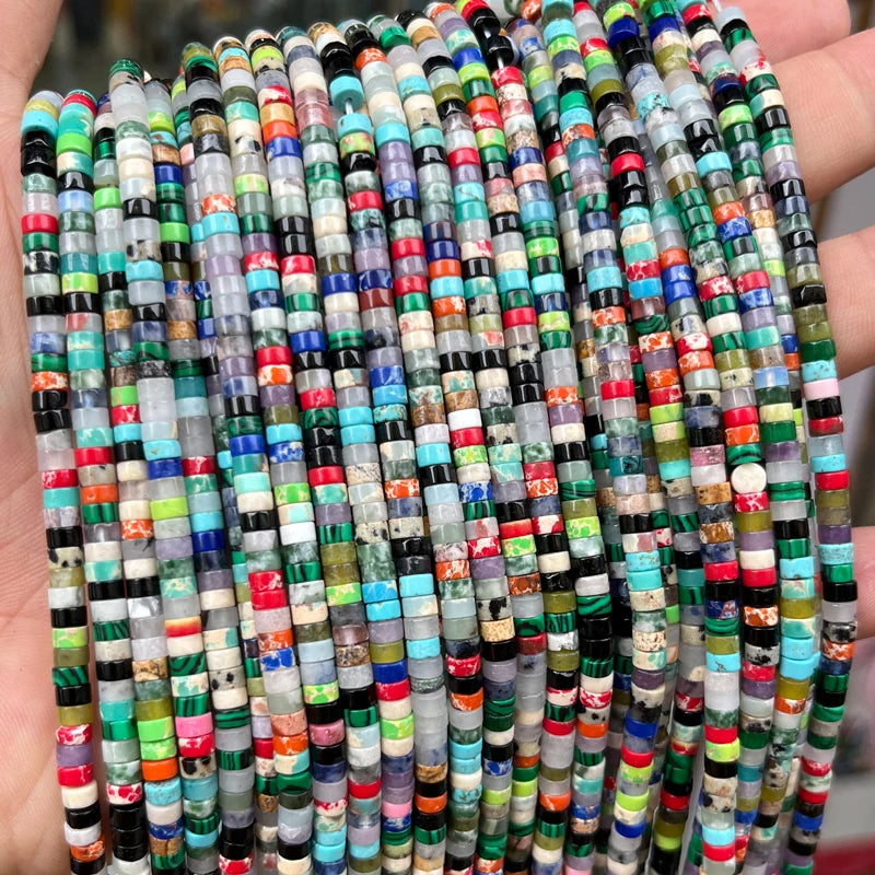 2x4mm Tube Spacer Beads Mix Colors Cylinder Tube Shape Natural Stone Loose Beads for Jewelry Making