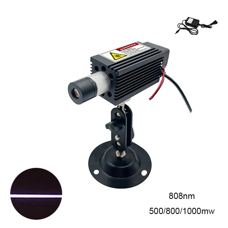 New High Power Adjustable Focusing 808nm 500/800/1000mw Infared Line 110 Degrees Laser Module Aluminum Alloy Shell