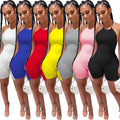 Hot Selling 2026 Women Summer Casual Ribbed Halter Jumpsuit Backless Sleeveless Bodycon Rompers Jumpsuits