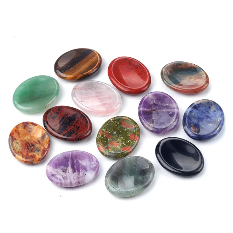 45*35mm Oval Worry Stone Natural Crystal Agate Massage Thumb Pocket Stone for Crystal Crafts Gift Stress Relief