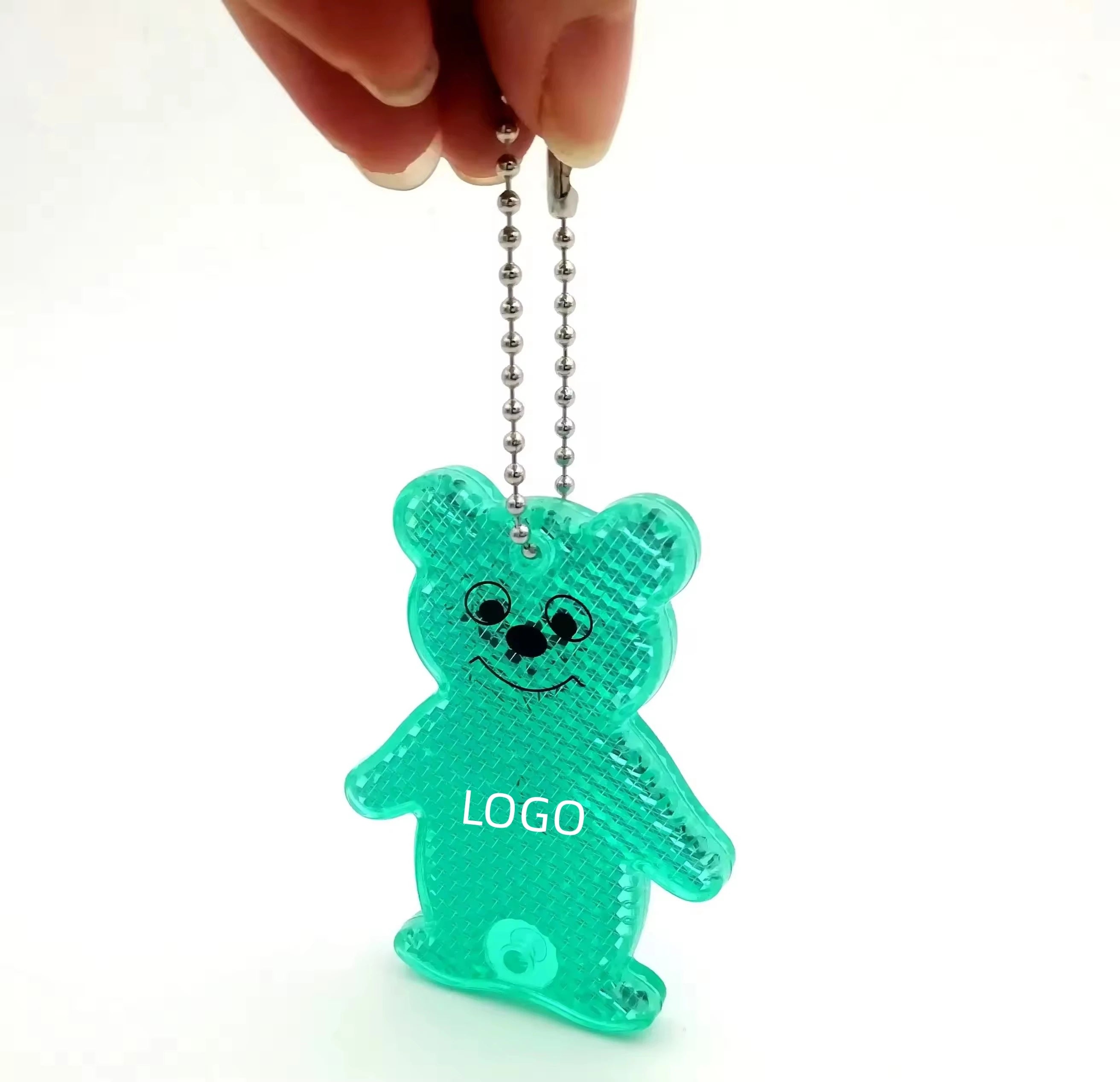 Custom Shape Safety Reflective Pendant Keychain Reflector Plastic Safety Reflector Keychain Badge Safety Reflective Keychain