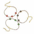 Dainty Chic 18K Gold Plated CZ Flower Tennis Bracelet Colorful Cubic Zirconia Adjustable Bracelet for Women Trendy Jewelry Gift