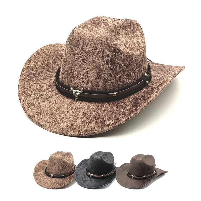 Factory Direct Vintage Wide Brim Polyester Western Cowboy Hats Custom Embroidery Logo Blank Retro Panama Fedora Jazz Travel