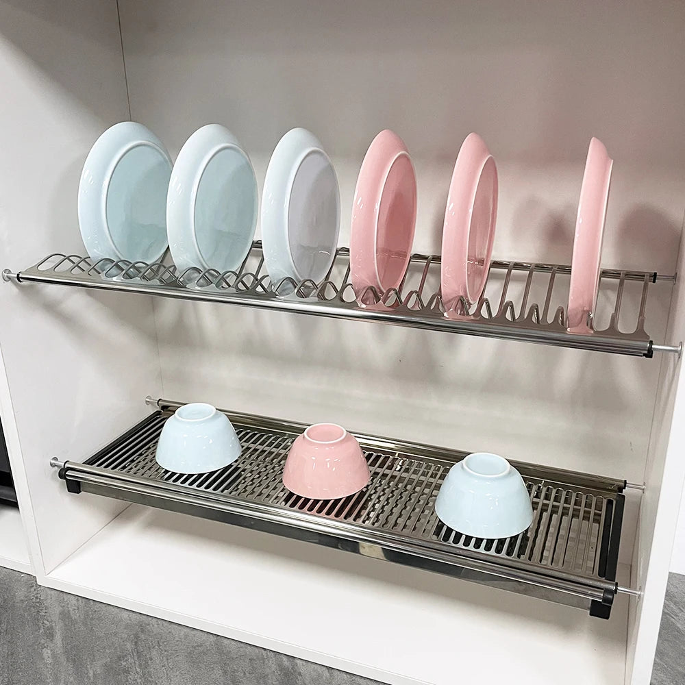 Modern 2-in-1 Kitchen Sink Rack Counter Top Draining Folding Dish Rack Large Capacity Multi-Function Kitchen Counter Top Drain