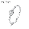 CZCITY Sliver Trendy Woman Engagement Diamond Sterling Finger Jewelry White Gold Plated Dainty Silver 925 Ring