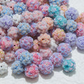 20mm Painted Round Rose Flower Ball Shiny Diamond Acrylic Crystal Handpainted Loose Diy Fancy Beads for Making Pen Bracelets