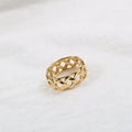 High End 18K PVD Gold Plated Knit Hollow Rings Stainless Steel Jewelry Women Gift